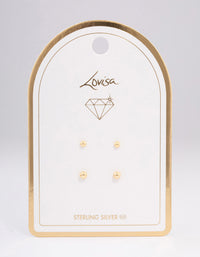 Gold Plated Sterling Silver Plain Stud Earring Pack - link has visual effect only