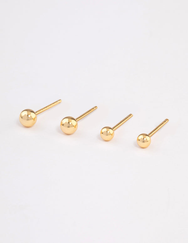 Gold Plated Sterling Silver Plain Stud Earring Pack