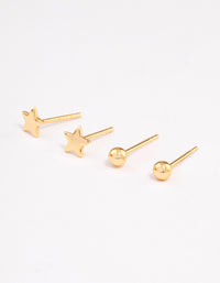 Gold Plated Sterling Silver Solid Star Stud Earring Pack - link has visual effect only