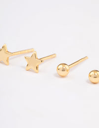 Gold Plated Sterling Silver Solid Star Stud Earring Pack - link has visual effect only