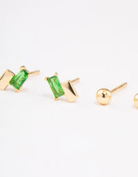 Gold Plated Sterling Silver Diamante & Baguette Stud Earring Pack - link has visual effect only