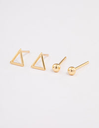 Gold Plated Sterling Silver Plain & Cut Out Triangle Earring Pack - link has visual effect only