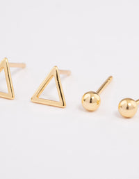 Gold Plated Sterling Silver Plain & Cut Out Triangle Earring Pack - link has visual effect only