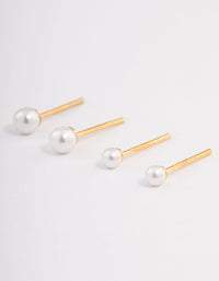 Gold Plated Sterling Silver Pearl Stud Earring Pack - link has visual effect only