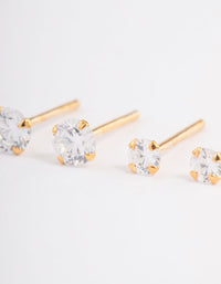 Gold Plated Sterling Silver Double Diamante Stud Earring Pack - link has visual effect only