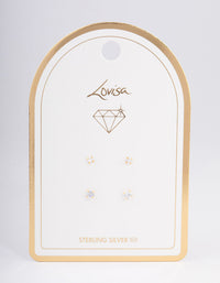 Gold Plated Sterling Silver Double Diamante Stud Earring Pack - link has visual effect only