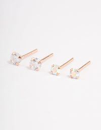 Rose Gold Plated Sterling Silver Shimmer Earring Pack - link has visual effect only