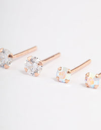 Rose Gold Plated Sterling Silver Shimmer Earring Pack - link has visual effect only