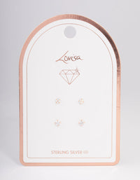 Rose Gold Plated Sterling Silver Shimmer Earring Pack - link has visual effect only