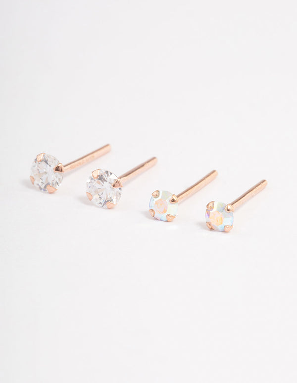 Rose Gold Plated Sterling Silver Shimmer Earring Pack