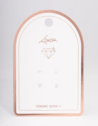 Rose Gold Plated Sterling Silver Pearl & Diamante Stud Earring Pack - link has visual effect only