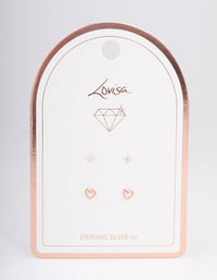 Rose Gold Plated Sterling Silver Heart Cut Out Stud Earring Pack - link has visual effect only