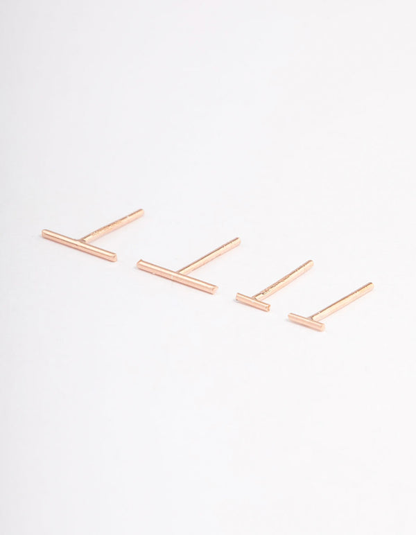 Rose Gold Plated Sterling Silver Bar Earring Pack