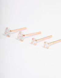 Rose Gold Plated Sterling Silver Double Diamante Stud Earring Pack - link has visual effect only