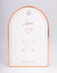 Rose Gold Plated Sterling Silver Double Diamante Stud Earring Pack - link has visual effect only