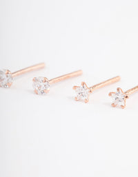 Rose Gold Plated Sterling Silver Diamante Star Stud Earring Pack - link has visual effect only