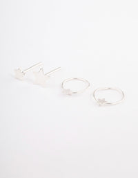 Sterling Silver Star Stud & Hoop Earring Pack - link has visual effect only