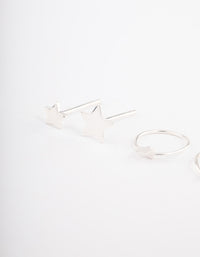 Sterling Silver Star Stud & Hoop Earring Pack - link has visual effect only