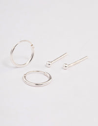 Sterling Silver Stud & Hoop Earring Pack - link has visual effect only