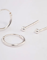 Sterling Silver Stud & Hoop Earring Pack - link has visual effect only