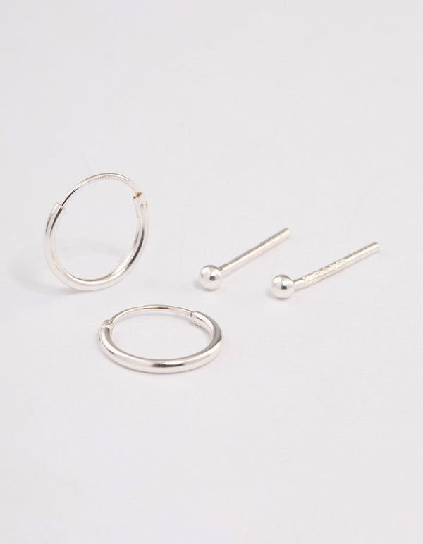 Sterling Silver Stud & Hoop Earring Pack