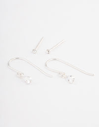 Sterling Silver Diamante Drop Earring Pack - link has visual effect only