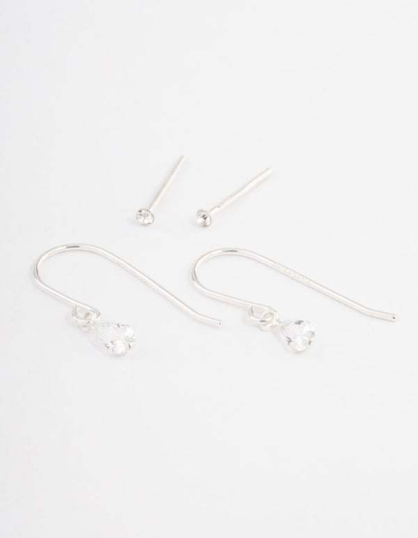 Sterling Silver Diamante Drop Earring Pack