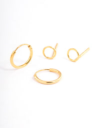 Gold Plated Sterling Silver Circle Stud & Hoop Earring Pack - link has visual effect only