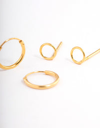 Gold Plated Sterling Silver Circle Stud & Hoop Earring Pack - link has visual effect only