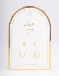 Gold Plated Sterling Silver Circle Stud & Hoop Earring Pack - link has visual effect only