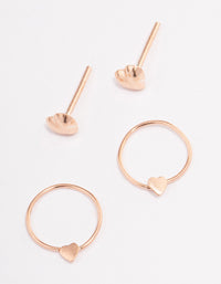 Rose Gold Plated Sterling Silver Heart Stud & Hoop Earring Pack - link has visual effect only