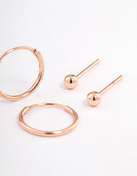 Rose Gold Plated Sterling Silver Stud & Hoop Earring Pack - link has visual effect only