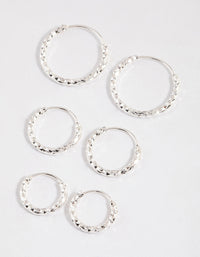 Sterling Silver Graduated Hoop Earrings - 3 Pack