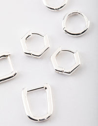 Silver Mini Shape Huggie Earrings Pack - link has visual effect only