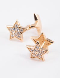 Gold Mini Diamante Star Stud Earrings - link has visual effect only