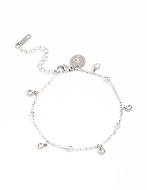 Surgical Steel Ball & Bezel Charm Bracelet