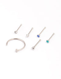 Surgical Steel Nail & Arrow Nose Ring 6-Pack - link has visual effect only