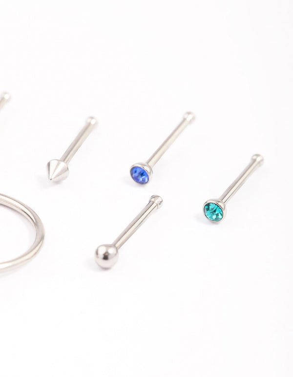 Surgical Steel Nail & Arrow Nose Ring 6-Pack - Lovisa