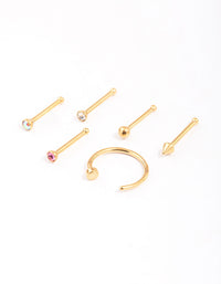 Gold Plated Surgical Steel Nail & Arrow Nose Ring 6-Pack - link has visual effect only