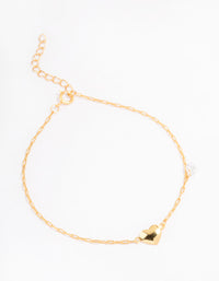 Gold Plated Sterling Silver Heart & Charm Bracelet - link has visual effect only