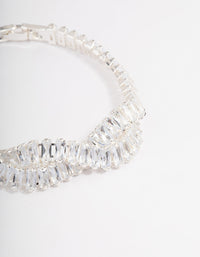 Silver Plated Cubic Zirconia Twisted Baguette Tennis Bracelet - link has visual effect only