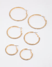 Gold Mixed Size Diamante Hoop Earrings - link has visual effect only