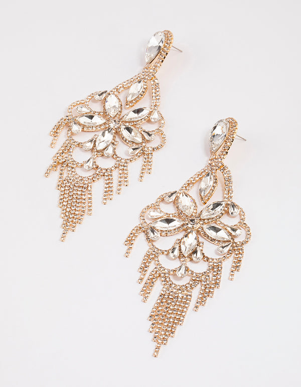 Gold Statement Glam Drop Earrings