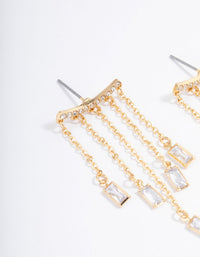 Gold Plated Chain & Baguette Drop Earrings - link has visual effect only