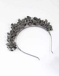 Gunmetal 3D Flower & Pearl Headband - link has visual effect only