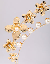 Gold 3D Flower & Pearl Headband - link has visual effect only