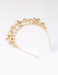 Gold 3D Flower & Pearl Headband - link has visual effect only