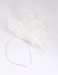 White Fabric Soft Fascinator - link has visual effect only