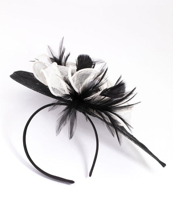 Black & White Sinamay Bow Angled Fascinator - Lovisa