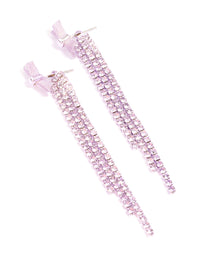 Lilac Bow Triple Row Diamante Hoop Earrings - link has visual effect only